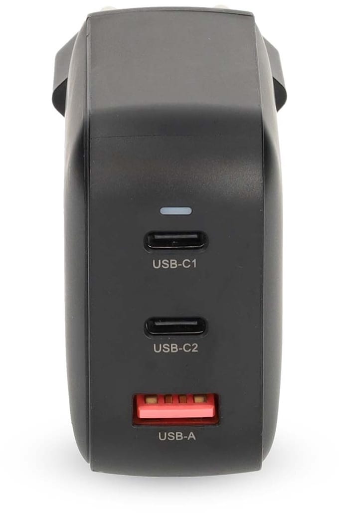 Nedis Oplader - 100 W - GaN - PD3.0 / PPS - 2.5 / 3.0 / 5.0 A - Outputs: 3 - USB-A / 2x USB-C - Automatische Voltage Selectie - Zwart