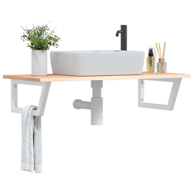 vidaXL - Badkamer - wandschap - staal - en - massief - eikenhout