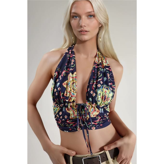 Patroon Rimpel Crop Top
