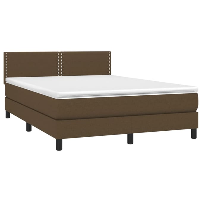 vidaXL - Boxspring - met - matras - stof - donkerbruin - 140x190 - cm