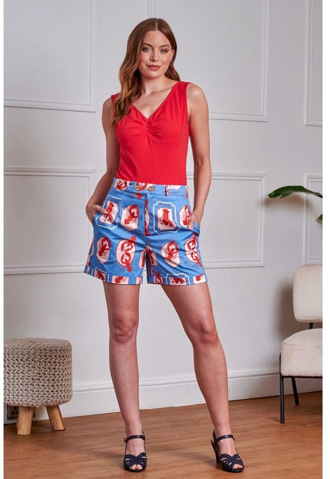 Banned - June Lobster Love Korte broek - S - Blauw
