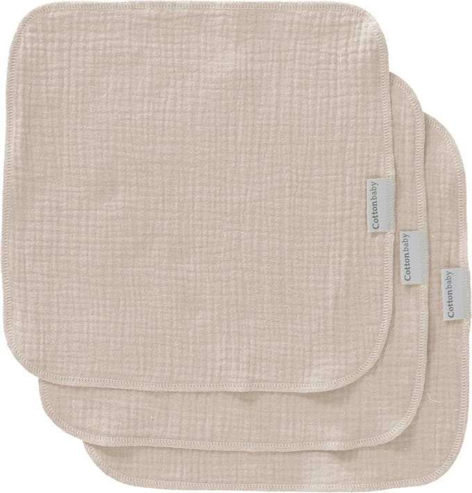 Cottonbaby spuugdoekjes - zand - per set van 3 stuks