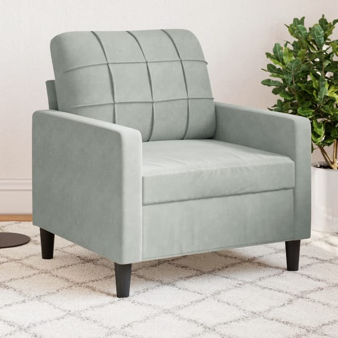 vidaXL - Fauteuil - 60 - cm - fluweel - lichtgrijs