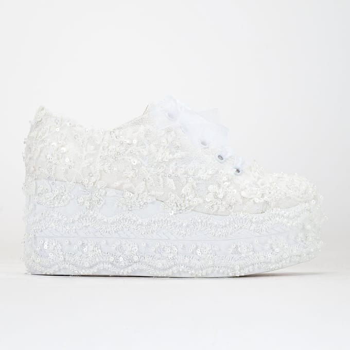 Florette Kant Bruiloft Platform Sneakers