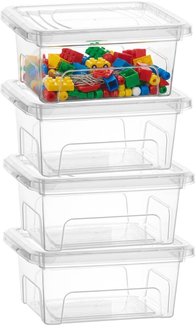 Plasticforte Opslagbox Easy met deksel - 4x - 1.5 Liter - 20 x 16 x 9 cm - transparant - kunststof
