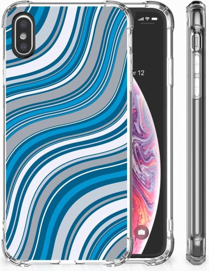 Apple iPhone X | Xs Doorzichtige Silicone Hoesje Waves Blue