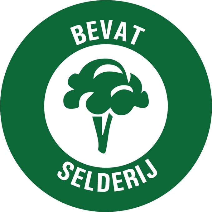 Bevat selderij allergenen sticker op rol 30 mm - 800 per rol