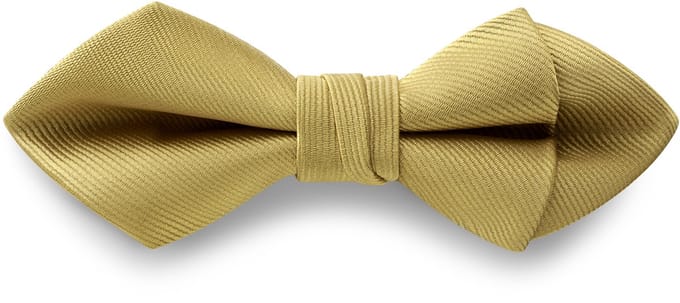 Mosterdgele Voorgestrikte Grosgrain Vlinderdas met Ruitvormige Punt