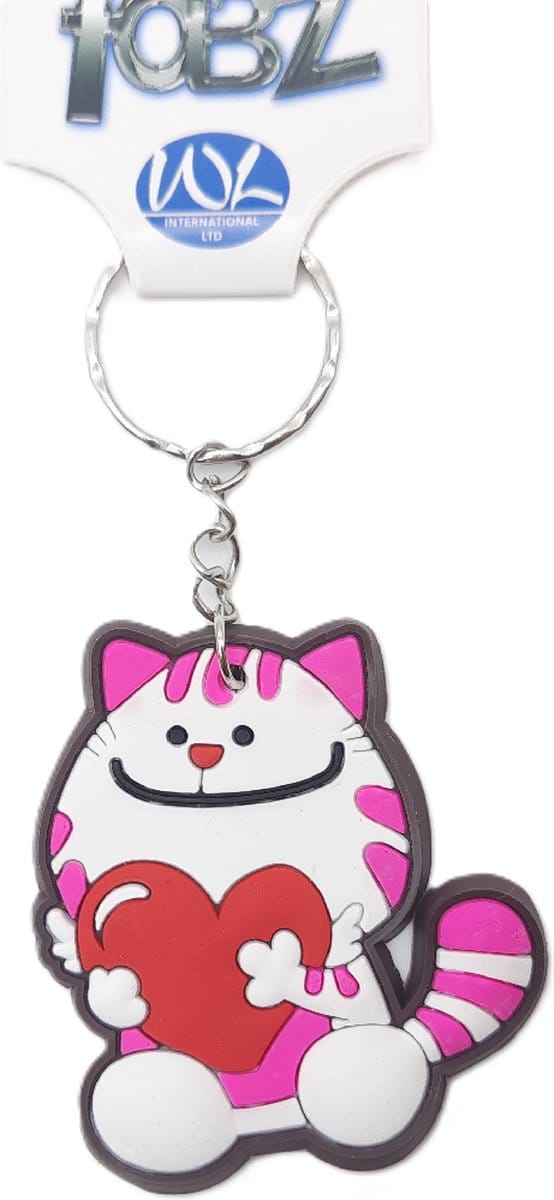 Sleutelhanger Roze Kat met Hartje| Dieren