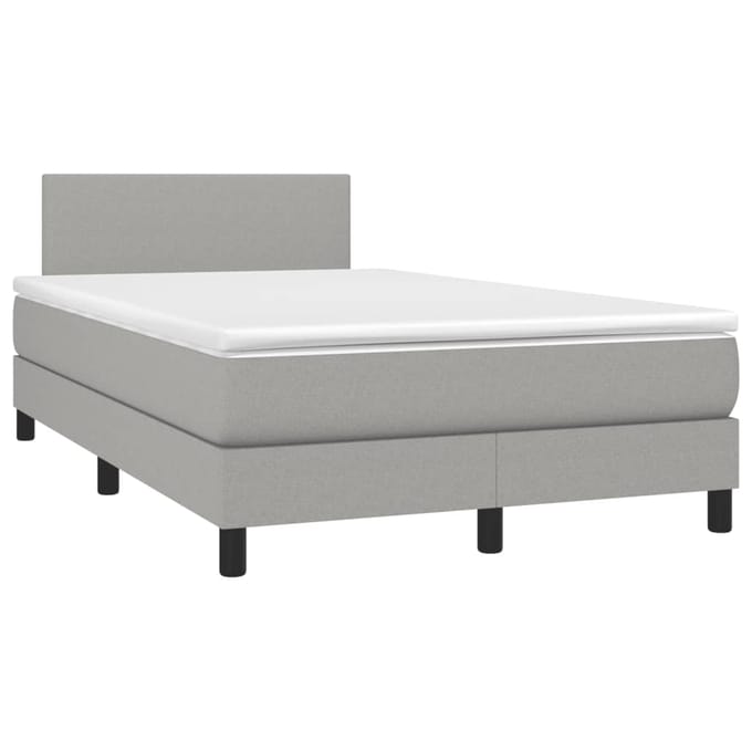 vidaXL - Boxspring - met - matras - en - LED - stof - lichtgrijs - 120x200 - cm