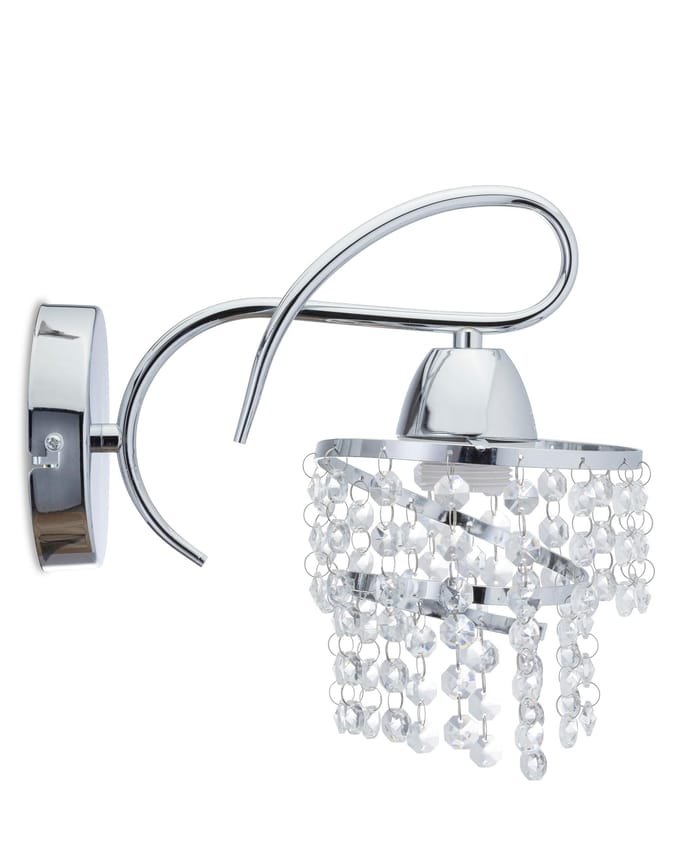 Crystal - Wandlamp - Chroom staal - Spiraalvormige kap - Kristalaccenten - E27 fitting - Modern design
