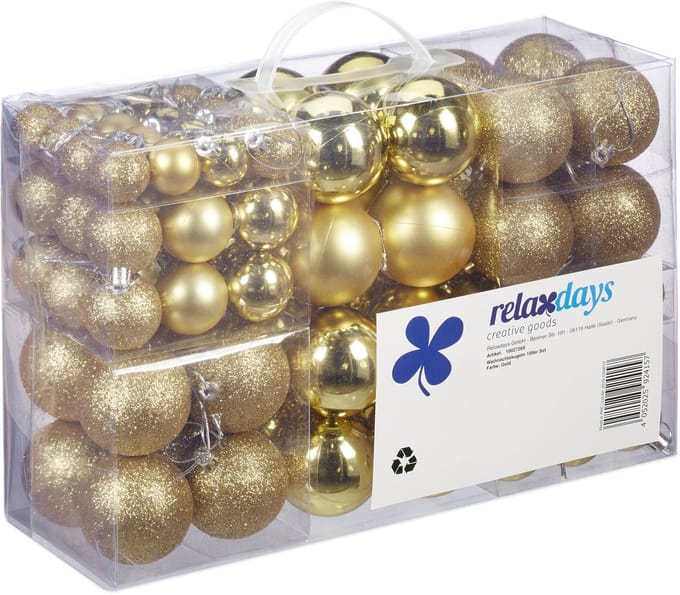 Kerstballen - set van 100 - plastic - goud