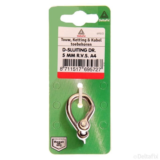 Deltafix - D-sluiting gedraaid 8mm rvs