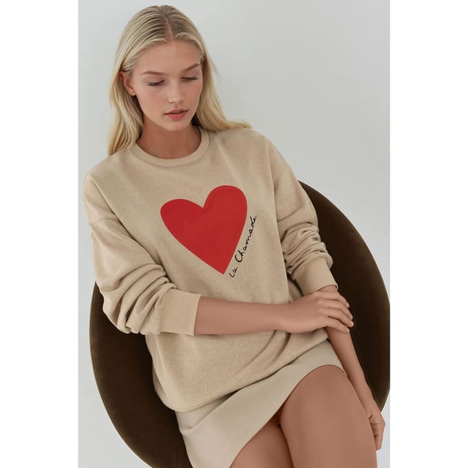 Geprinte Ronde Hals Verhoogde Sweatshirt