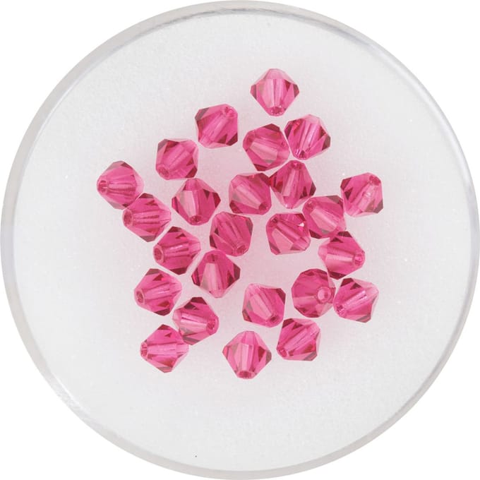 Glas geslepen glitterkralen, 4 mm - Fuchsia