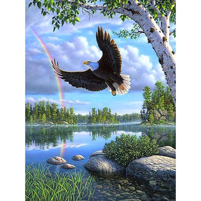 Diamond Mozaïek Home Decor Diamond Borduren Schilderen Cross Stitch Kit Eagle & Rainbow Picture 40X50CM