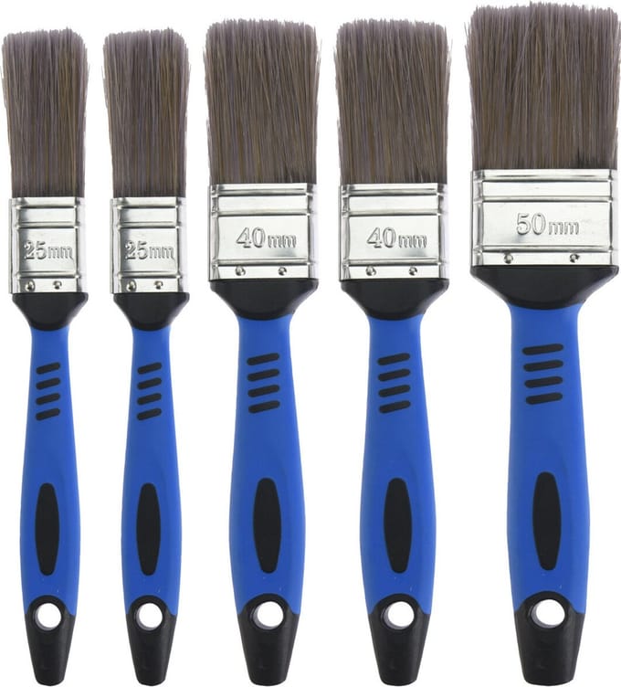 FX Tools Verfkwasten set - 5-delig - plat - 25-40-50 mm - kunststof