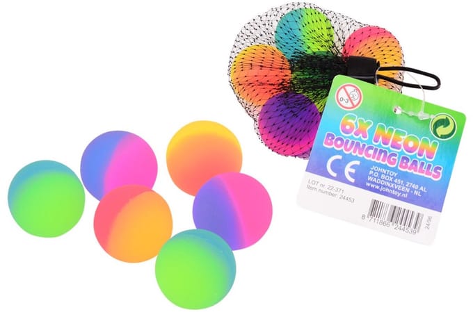 John Toy Neon stuiterballen 6 in net