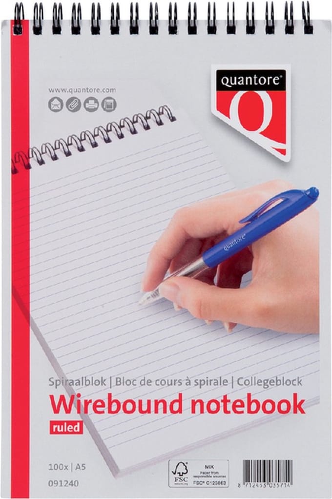 Spiraalblok quantore a5 lijn spiraal 200pag 70gr | 5 stuks