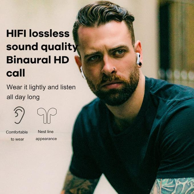 Air Pro 6 Draadloze Bluetooth-hoofdtelefoon Stereo-oortelefoon Sport Running Oortelefoon Mini-headset met microfoon voor Apple IPhone Xiaomi wit
