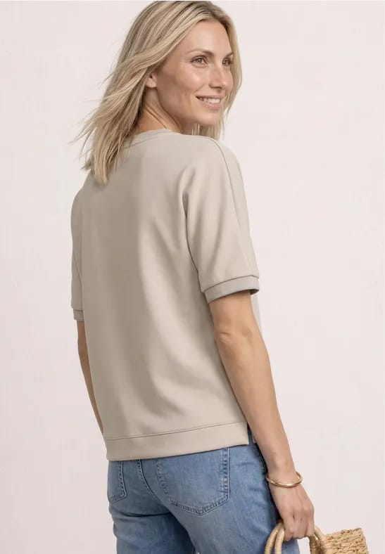 Shirt met ronde hals in Silk-Look