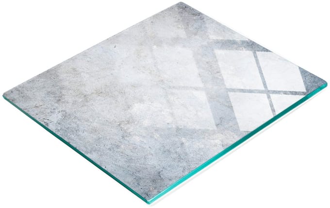 Serveerplank van gehard glas met betonmotief, 60x52 cm