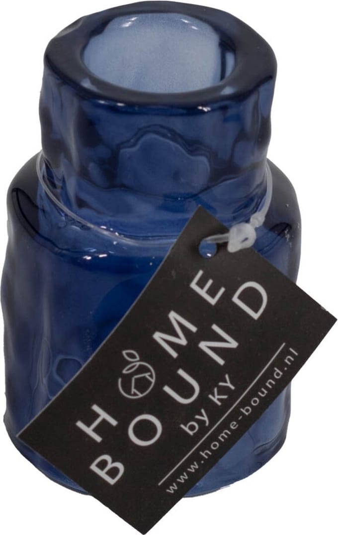Glazen waxine- en kaarsenstandaard blauw