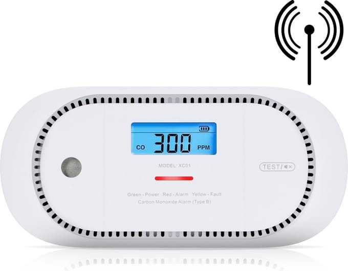 X-Sense XC01P-WR Koppelbare koolmonoxidemelder - 10 jaar Figaro® sensor - LCD display - Voldoet aan Europese norm - Draadloos koppelbaar