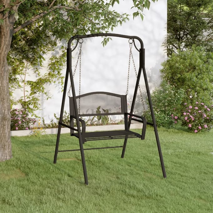 vidaXL - Schommelbank - 124 - cm - staal - zwart