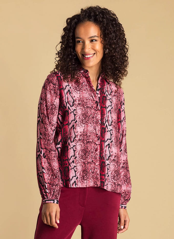 IVY BEAU Alisha Tops - Dark Red/Multicolour - maat 36