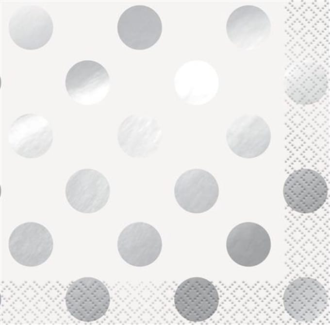 Servetten Zilver Dots 16 stuks