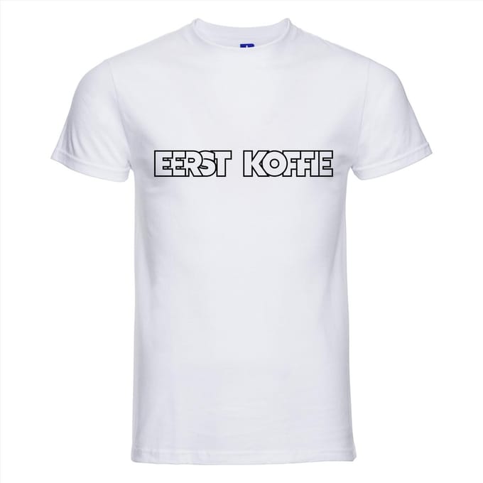 Eerst Kofffie T-shirt - 100% Katoen - Maat S - Classic Fit - Wit