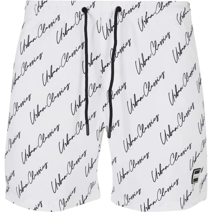 Urban Classics - Pattern whitescriptlogo Zwemshorts - XXL
