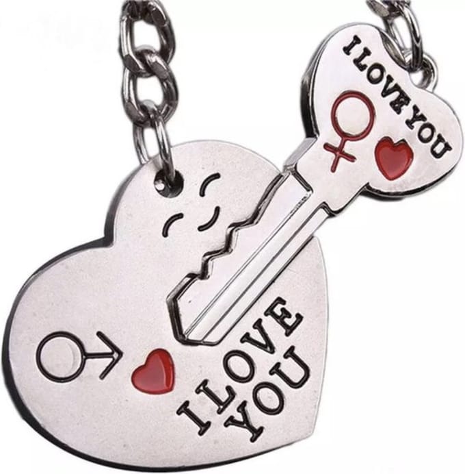 Knaak Sleutelhanger Set Hartje & Sleutel - Voor Koppels - Liefdescadeau - Metaal - Zilver