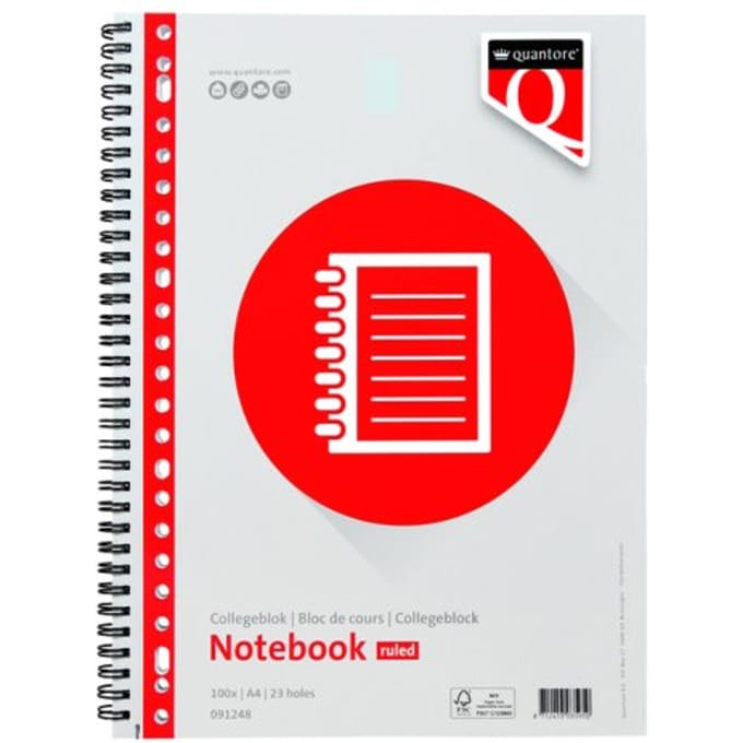 Collegeblok quantore a4 lijn 23-gaats 100vel 70gr