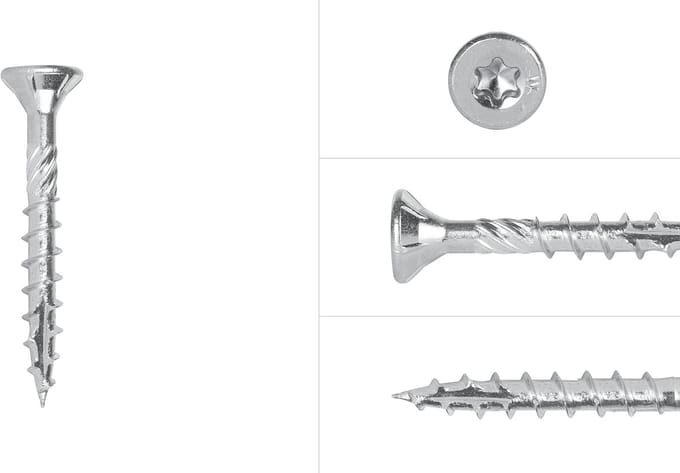 Wovar Spaanplaatschroeven Verzinkt 4 x 35 mm Torx 20 Deeldraad | Doos 200 Stuks