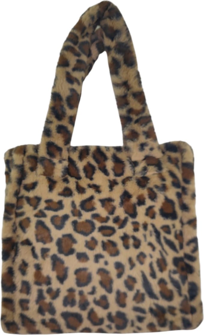 Qischa - Handtas - Tote bag - furry - bruine print