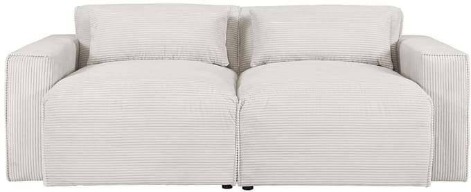 Vente-unique Driezitsbank van beige ribfluweel VELINOR