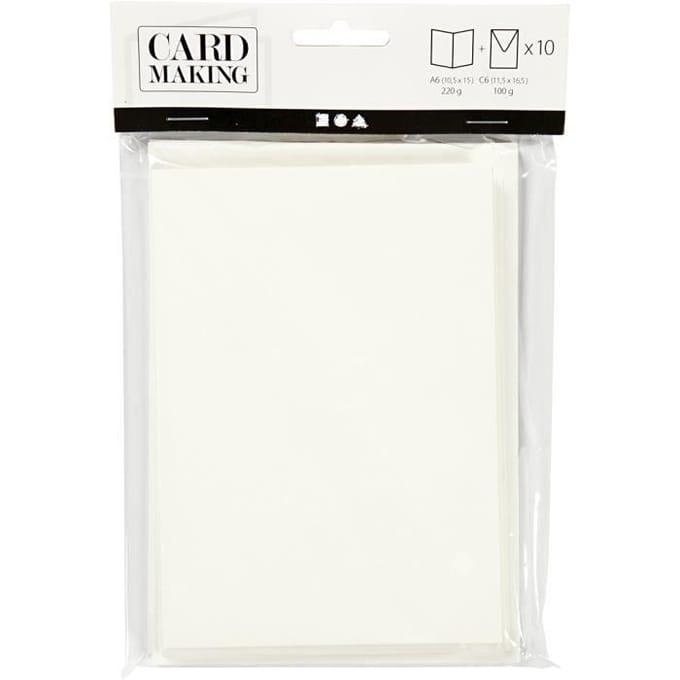 Kaarten & Enveloppen, afmeting kaart 10,5x15 cm, afmeting envelop 11,5x16,5 cm, off-white, 10sets