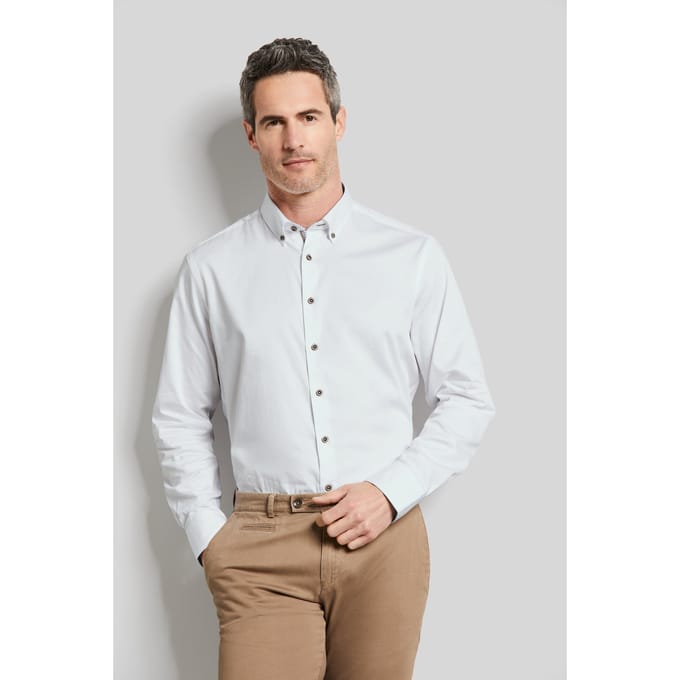 Bugatti Herren Shirt met lange mouwen en button-down kraag