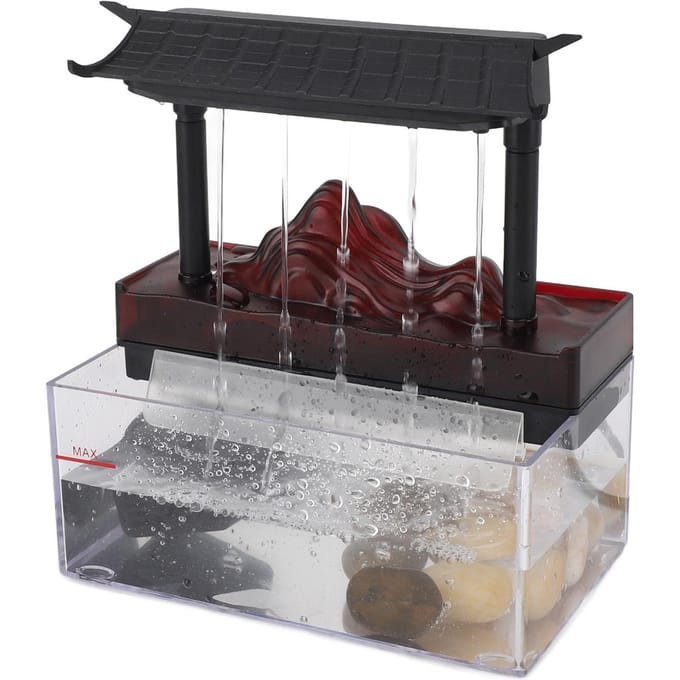 Fontaine à eau de table USB LED à flux récurrent en plastique pour décoration d'intérieur pour salon black