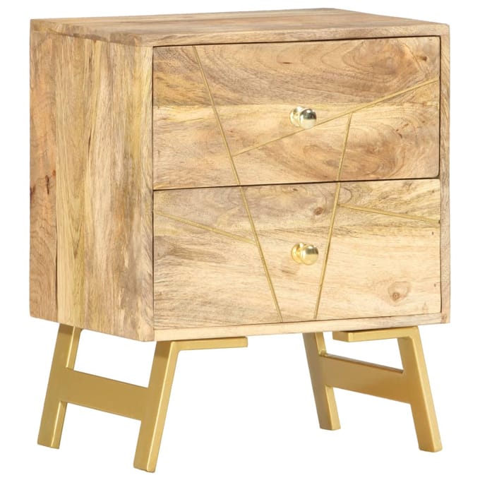 vidaXL - Nachtkastje - 40x30x50 - cm - massief - mangohout