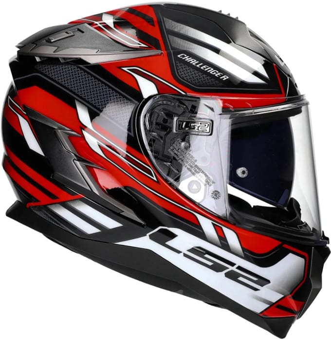 LS2 FF327 Challenger Spin Zwart Rood Wit Integraalhelm - Maat S - Helm
