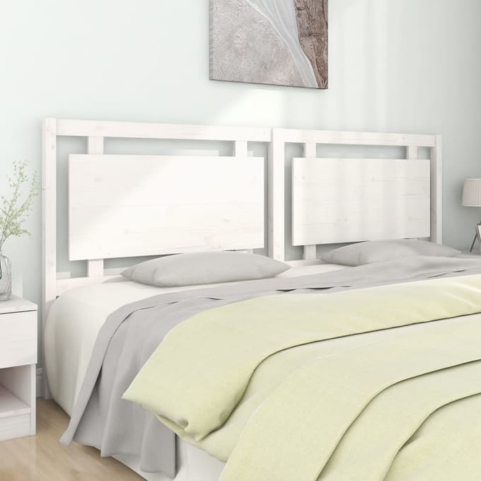 vidaXL - Hoofdbord - 205,5x4x100 - cm - massief - grenenhout - wit