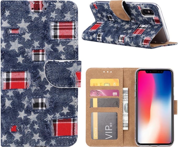 Cityhoesje - Bookcase - iPhone X / XS - Spijkerstof