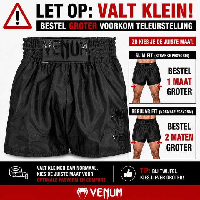 Venum Classic Muay Thai Kickboks Short Zwart Zwart - XS