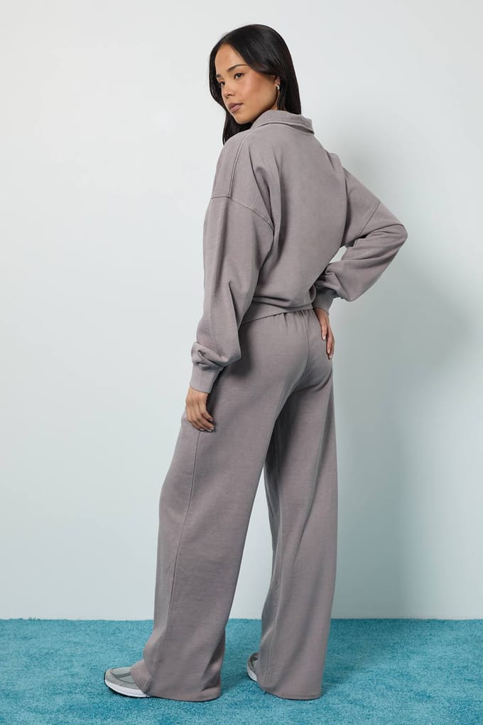 boohoo Dames Gewassen Funnel Neck Sweatshirt Trainingspak | Grape | Maat: Small