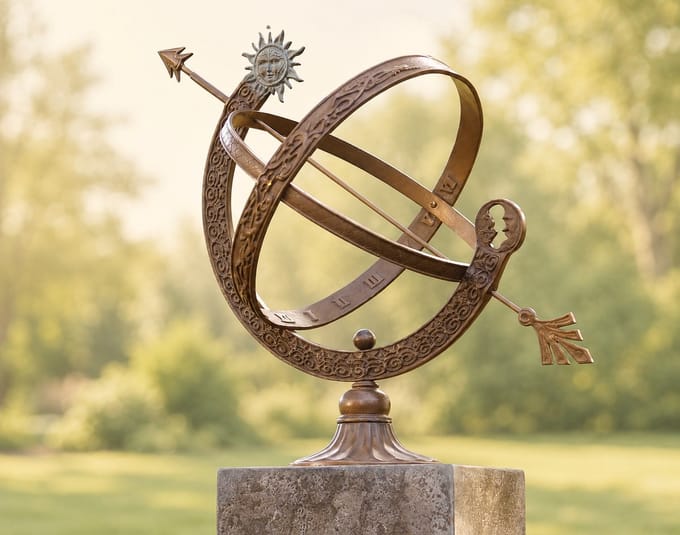 Tuinbeeld - bronzen beeld - Zonnewijzer  48 cm - Bronzartes - 48 cm hoog