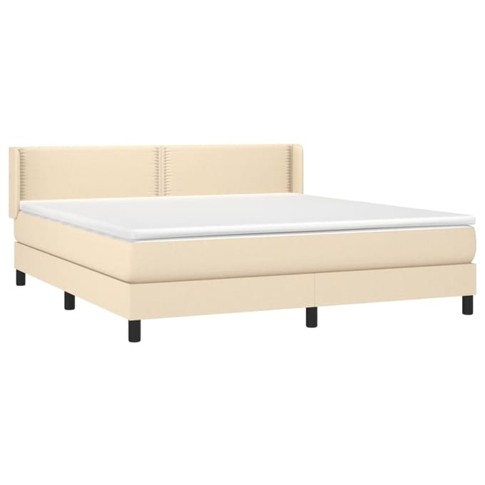 vidaXL - Boxspring - met - matras - stof - crèmekleurig - 180x200 - cm