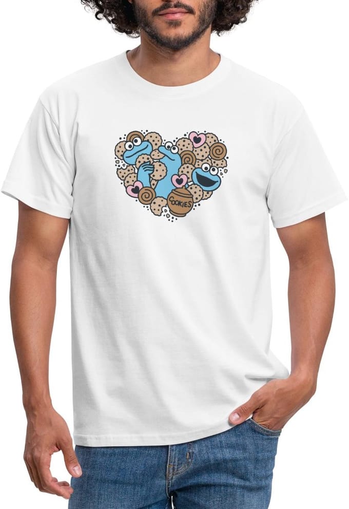 Sesamstraat Hart Met Koekiemonster T-Shirt Heren